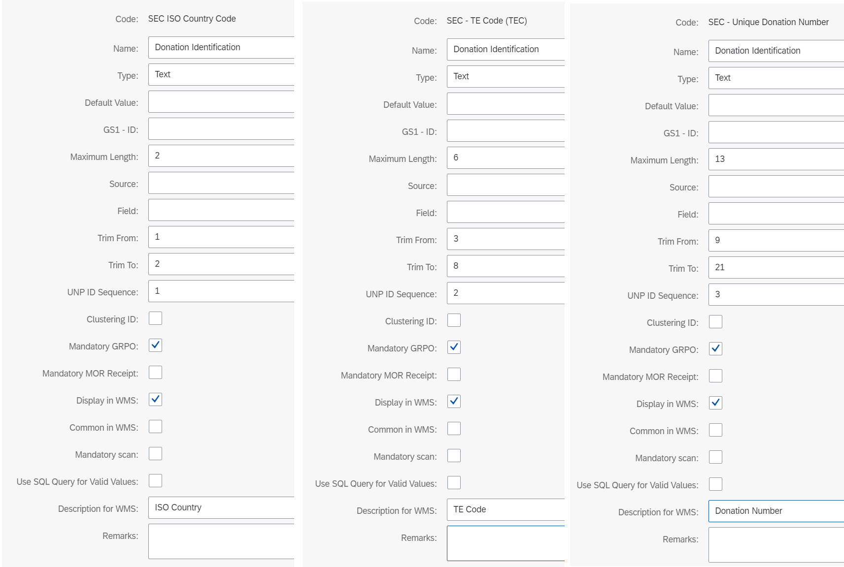 SEC Standard – Donation Identification